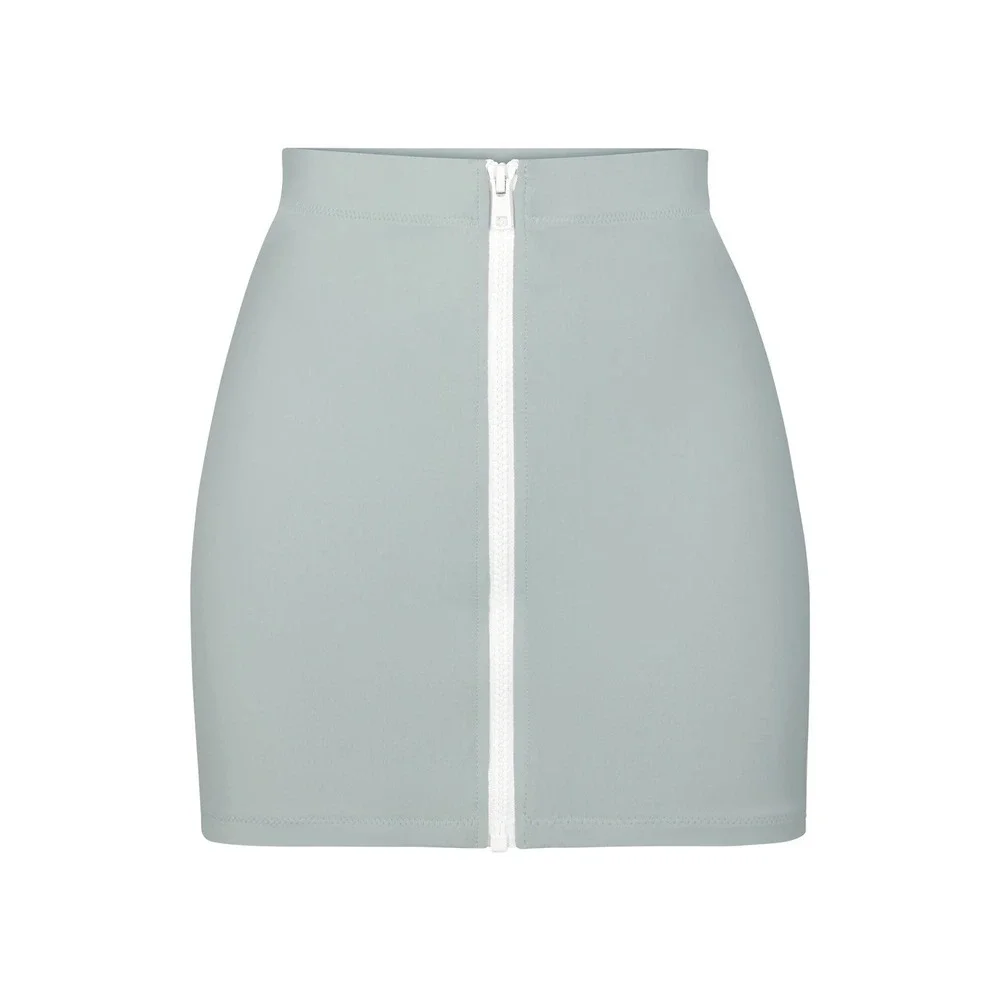 SKIMS Sporty Zipper Swim Mini Skirt in Pacific Blue, Women's Size XXS, NWT